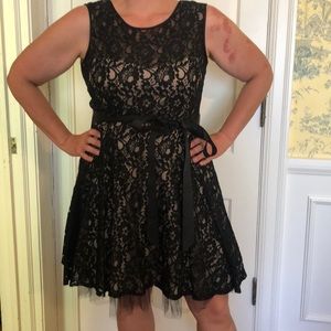 Betsy&Adam black lace party dress